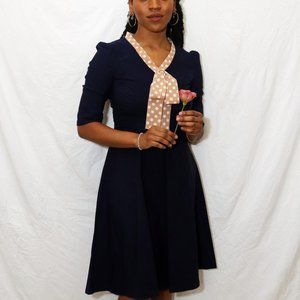 Vintage navy Miusol flirty midi dress